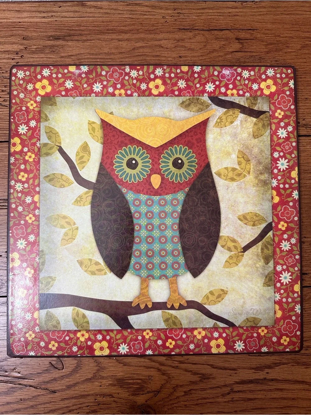 Samantha Walker Whimsical Owl Metal Hanging Wall Art Retro 70s Design